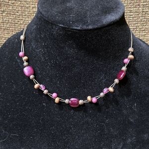 Maurices Pink and Brown Beaded Necklace